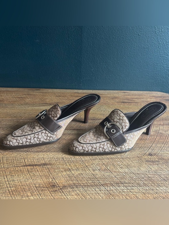 Coach Shoes - Coach Brown Slip-On Pointed Toe Mule Heels with Buckle